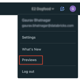 Select the Previews menu item in the admin settings menu.