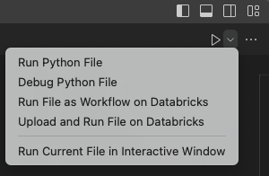 Run File on Databricks editor command 0