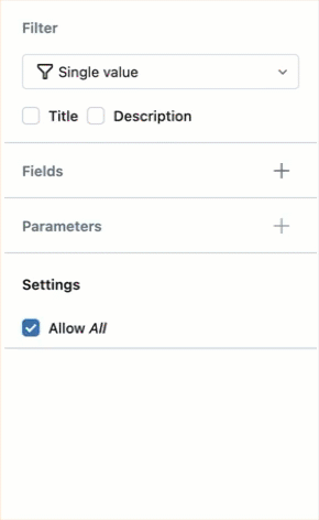 Connect filter to datasets in configuration panel