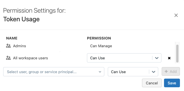 Manage token permissions