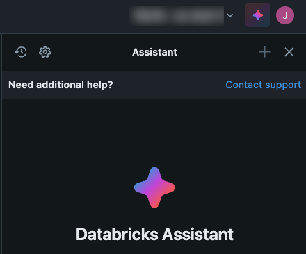 Databricks Assistant サポートへの連絡ボタン