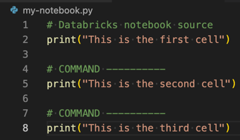 Databricks ノートブックとして書式設定された Python コード ファイル1