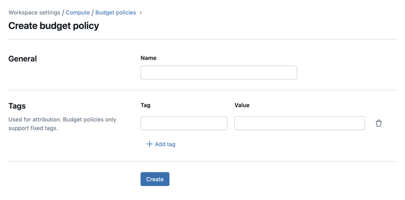 Criar interface de usuário de política orçamentária