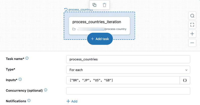 Jobs UI DAG view switch to Para cada tarefa