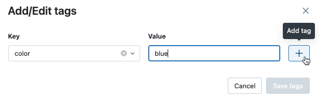 Sinal de mais para economizar par key-value.