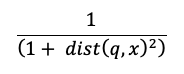 recíproco de 1 mais a distância quadrada